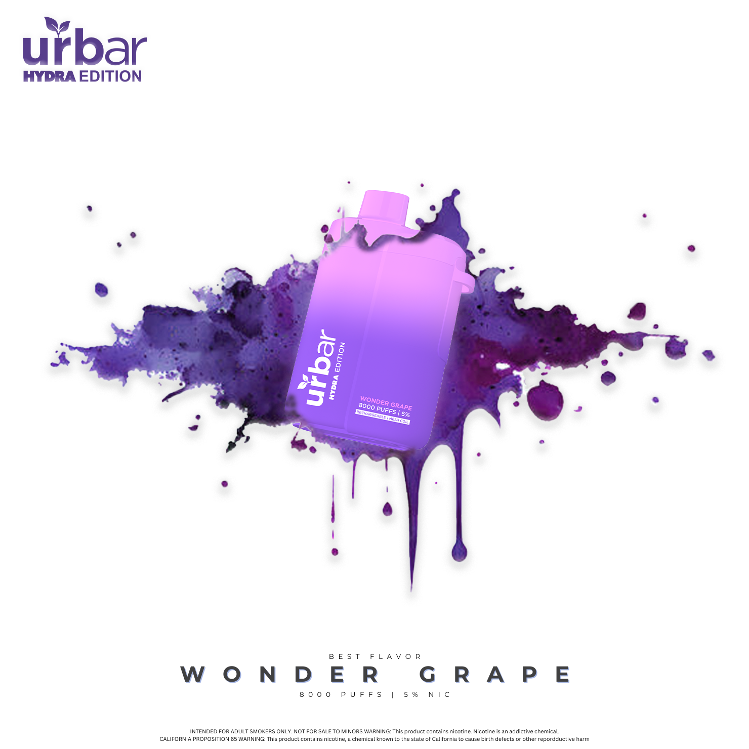 Urbar X HYDRA | 8000 Puffs - WONDER GRAPE | Pack Of 1 - Urbar X Hydra