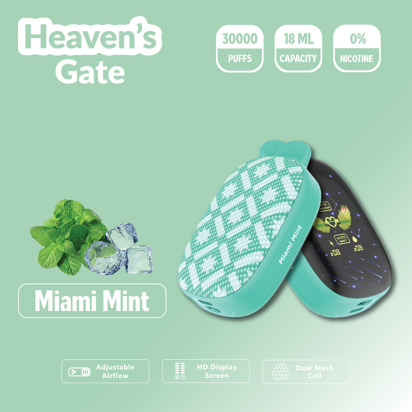 Heaven's Gate Zero Addiction | 30000 Puffs - MIAMI MINT