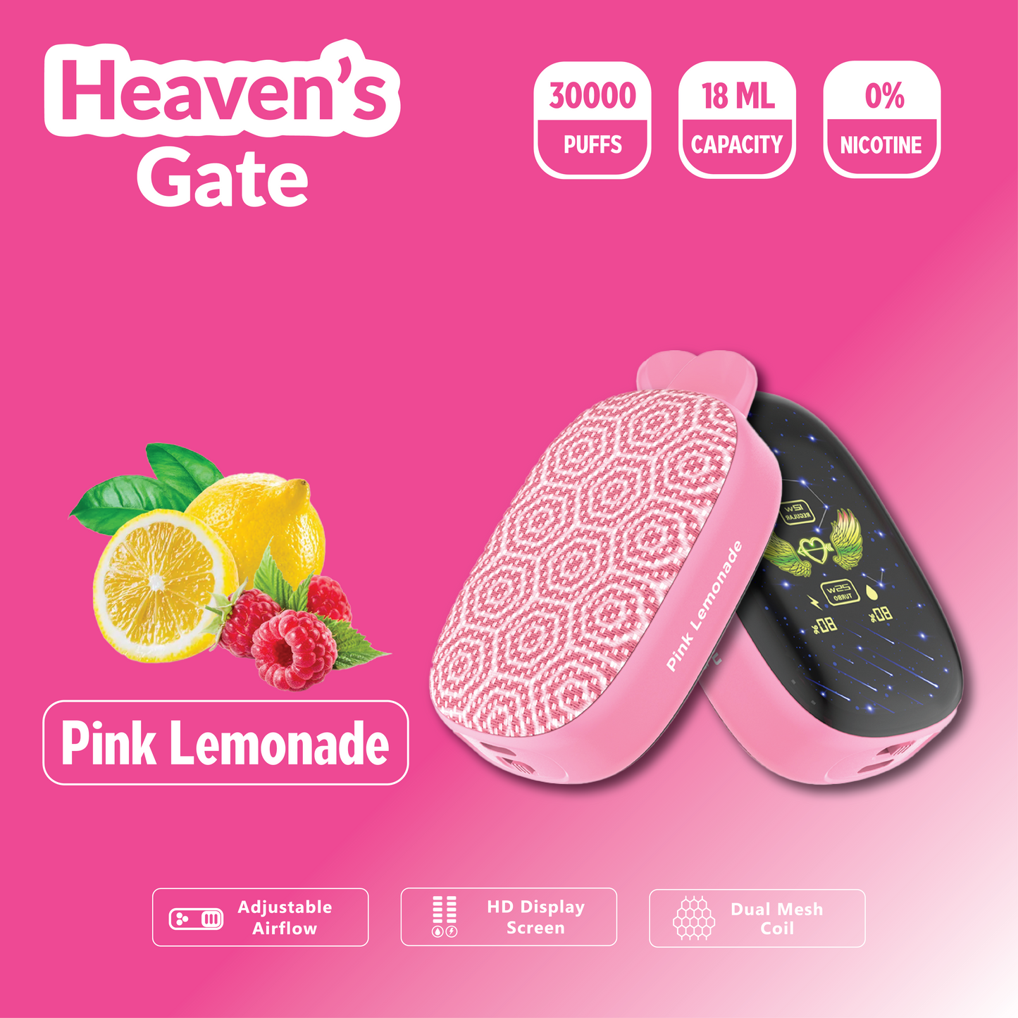 Heaven's Gate Zero Addiction | 30000 Puffs - PINK LEMONADE